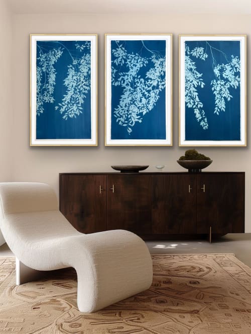 Chinese Elm Triptych (three 40 x 20" original cyanotypes) | Photography by Christine So