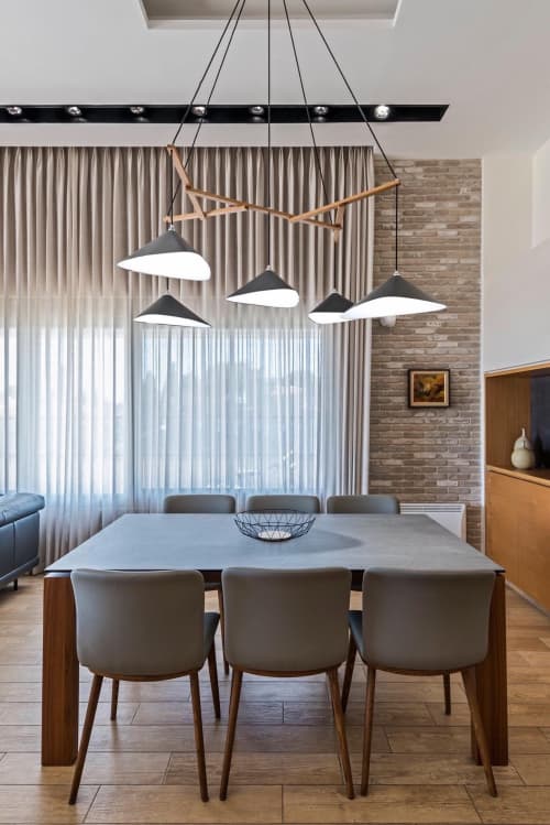 Emily Group of Five Chandelier | Chandeliers by Daniel Becker Studio. Item composed of oak wood and steel in contemporary or modern style