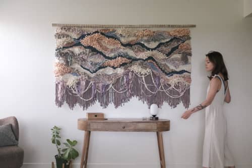 Custom Handwoven Wall Hanging "Growth at Play" | Wall Sculpture in Wall Hangings by Rebecca Whitaker Art. Item composed of wood and cotton in boho or minimalism style