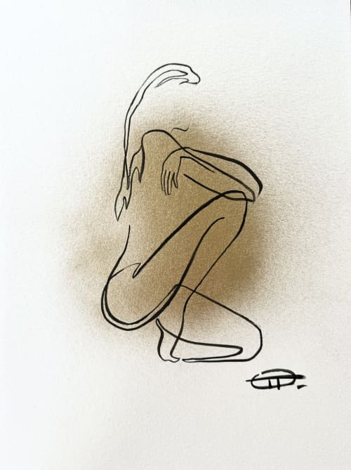 Line art, minimalistic, feminine figure | Drawing in Paintings by Oplyart. Item composed of paper in minimalism or contemporary style