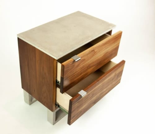 Marissa Grey | Nightstand in Storage by Curly Woods. Item made of maple wood with concrete works with contemporary & modern style