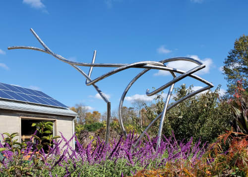Toward Tomorrow's Frontiers | Public Sculptures by Dave Caudill | Yew Dell Botanical Gardens in Crestwood. Item made of steel