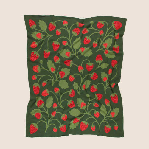 Strawberry Throw Blanket | Linens & Bedding by Superstitchous. Item made of fiber works with contemporary & eclectic & maximalism style
