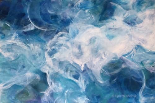 Softly Whispering Sweet Nothings - abstract clouds or ocean | Oil And Acrylic Painting in Paintings by Lynette Melnyk. Item composed of canvas & synthetic compatible with coastal style