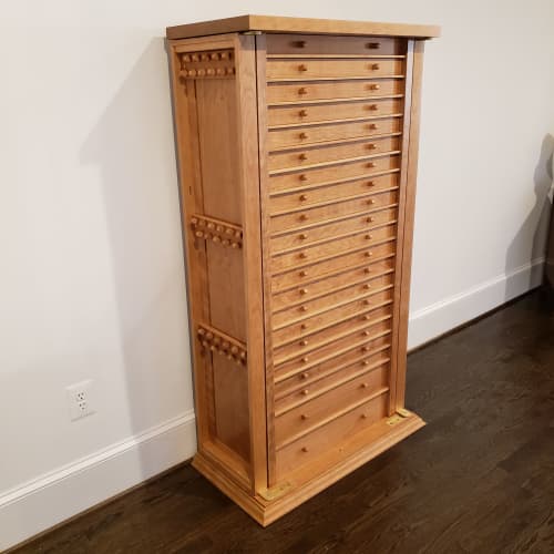 Tall Jewelry Tower | Cabinet in Storage by David Klenk, Furniture. Item composed of wood and brass