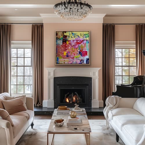 Colorful Abstract Painting | Mixed Media by Leanne Pitman. Item composed of canvas in contemporary or eclectic & maximalism style