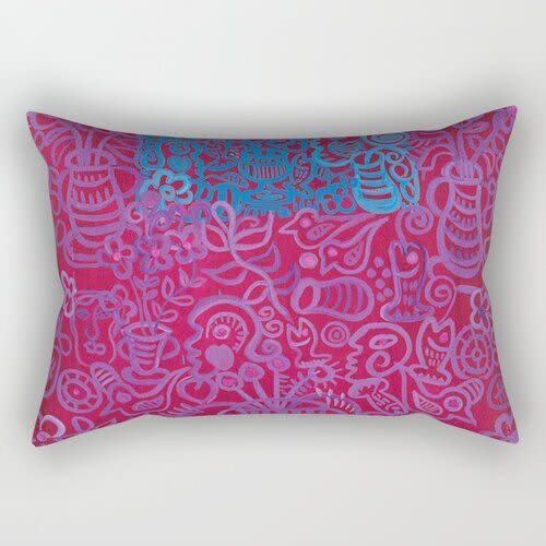 Rectangular Pillow Egyptian Scribble Maroon | Pillows by Pam (Pamela) Smilow. Item made of fabric