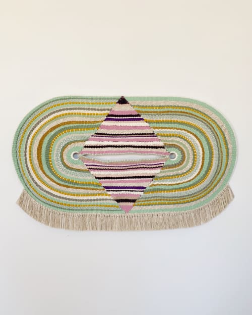 Custom Oval Weaving | Tapestry in Wall Hangings by Emily Nicolaides. Item composed of fiber