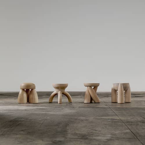 ELEMENTOS Air Stool Sandblasted Pine By Danie Couttolenc | Chairs by Daniel Couttolenc. Item made of wood works with boho & minimalism style