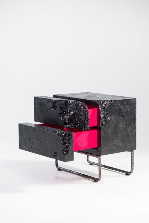 Bedside table BreakFree | Tables by PANOPTIKUM COLLECTIONS. Item made of wood with fabric works with minimalism & contemporary style