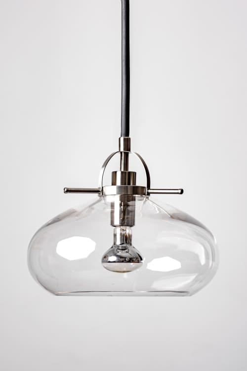 Art Deco inspired Pendant Lamp with Rubber Cable | Pendants by Szostak Atelier. Item made of metal & glass compatible with contemporary and industrial style