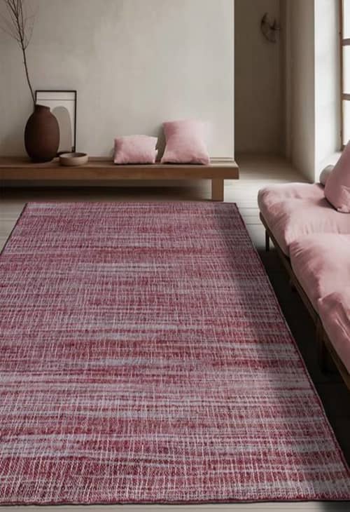 Handwoven Red/Grey Rug- 160x230 cm - Jute | Area Rug in Rugs by Selligram. Item composed of wool in contemporary or mediterranean style