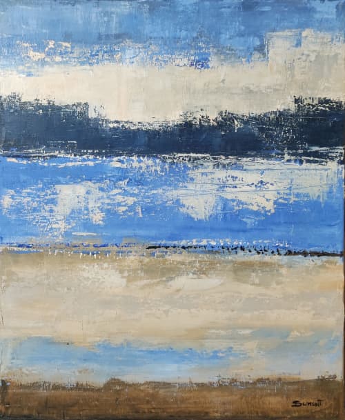 azure glow | Oil And Acrylic Painting in Paintings by Sophie DUMONT.. Item composed of wood and canvas in minimalism or contemporary style
