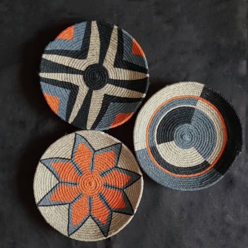 Woven Baskets Wall Decor | Ornament in Decorative Objects by Sarmal Design. Item made of cotton with synthetic works with boho & contemporary style