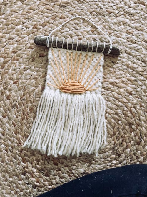 Handmade Woven Wall Hanging Decor - Sunshine Embroidery | Macrame Wall Hanging in Wall Hangings by Hippie & Fringe. Item made of fiber compatible with boho and art deco style