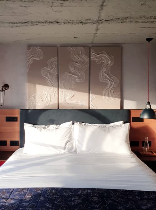 Here in Time III | Embroidery in Wall Hangings by Saskia Saunders | Treehouse Hotel London in London. Item made of linen & fiber compatible with minimalism and contemporary style