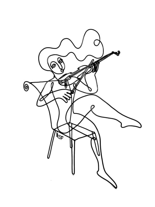 Wire Sculpture Figures - Interior Scenes | Sculptures by Wired Sculpture Studios. Item composed of steel compatible with contemporary and modern style