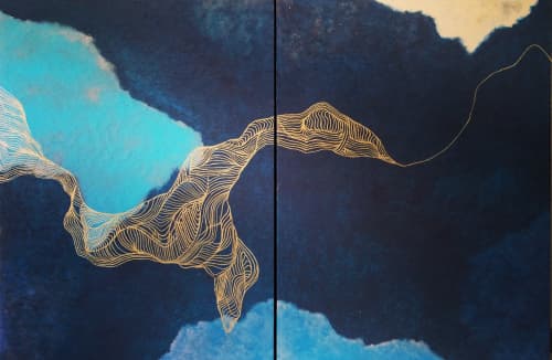 'Mermaid' | Paintings by Christina Twomey Art + Design. Item composed of canvas in minimalism or contemporary style