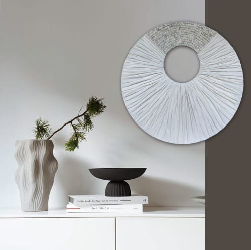 Infinitum gypsum&stone wall hanging | Mixed Media by Julia Gorbunova. Item composed of stone compatible with minimalism and contemporary style