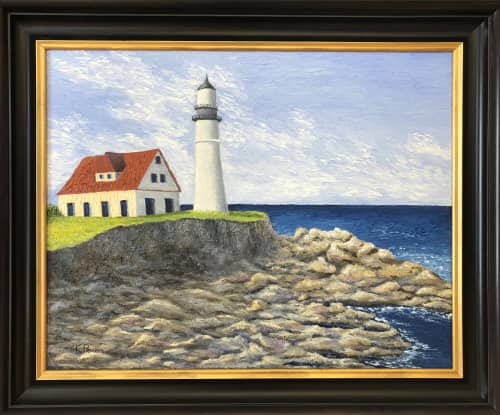 The Harbor's Guide | Oil And Acrylic Painting in Paintings by Kristin Pierre Art. Item made of canvas with synthetic