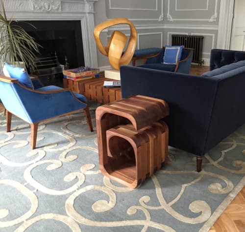 A pair of sideside tables in solid American black walnut | Tables by Jonathan Field. Item composed of walnut