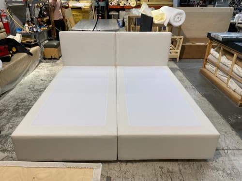 XL Twin Bed Set (becomes King Size Bed) | Bed Frame in Beds & Accessories by DI VITA Style. Item composed of wood and linen in modern style