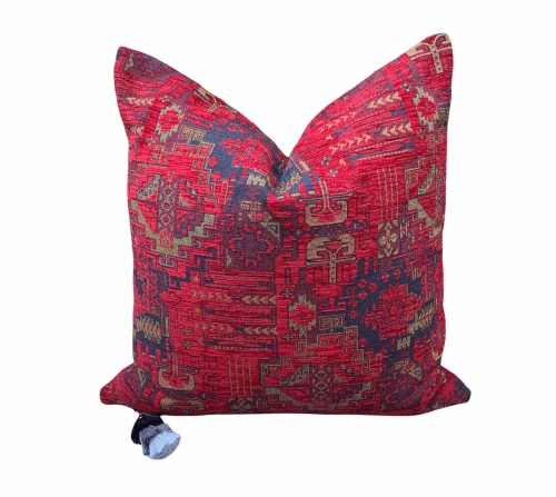 Authentic Turkish Kilim Pillow Cover | Burgundy Boho Pillow | Pillows by SewLaCo. Item composed of cotton compatible with boho style