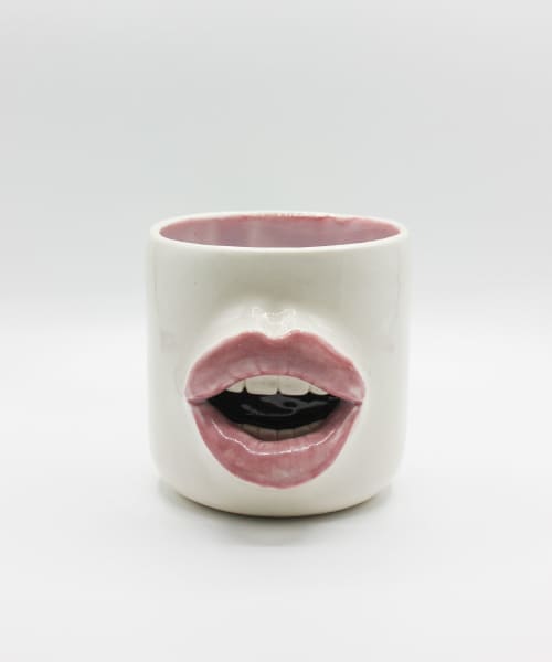 Handmade Ceramic Lip Mug | Drinkware by KOLOS ceramics. Item composed of ceramic in contemporary or eclectic & maximalism style