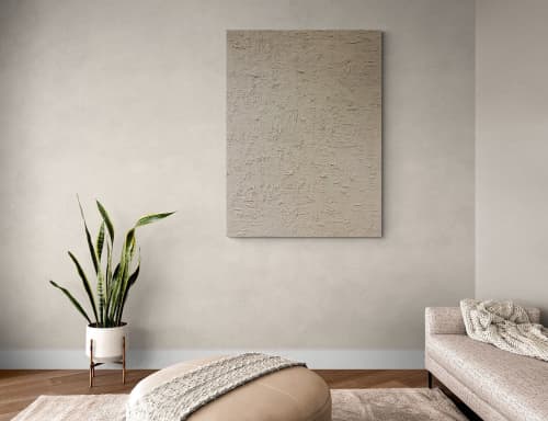 Organic Matte Collection - Beige Textured Painting | Mixed Media by Intuitive Arts Shop. Item composed of canvas and synthetic in minimalism style