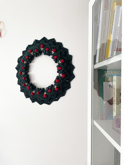 Macrame Christmas Wreath | Macrame Wall Hanging in Wall Hangings by Damla. Item made of cotton with metal works with boho style