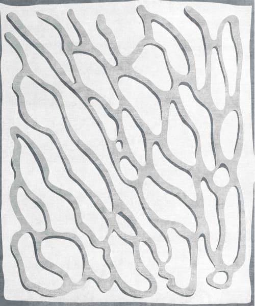 Rug Tratto Grigio Modern White Grey Abstract Pattern | Small Rug in Rugs by Atelier Tapis Rouge. Item made of wool works with contemporary & modern style