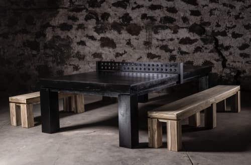 Black Teak, Dining,  Ping Pong Table & Benches | Dining Table in Tables by NO AGE FURNITURE STUDIO. Item made of wood compatible with contemporary style