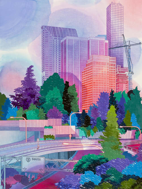 Downtown Viewpoint | Oil And Acrylic Painting in Paintings by Elizabeth Gahan | Equinox Studios in Seattle