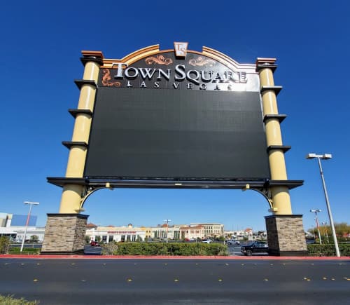 Town Square | Signage by Jones Sign Company. Item composed of metal