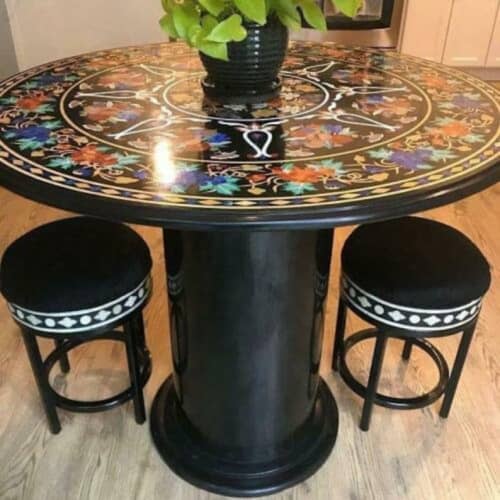 Black marble table, side table, coffee table, tabletop | Tables by Innovative Home Decors. Item composed of marble in country & farmhouse or art deco style