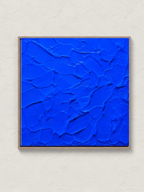Blue 3d wall art minimalist | Oil And Acrylic Painting in Paintings by Berezart. Item composed of canvas compatible with minimalism and mid century modern style