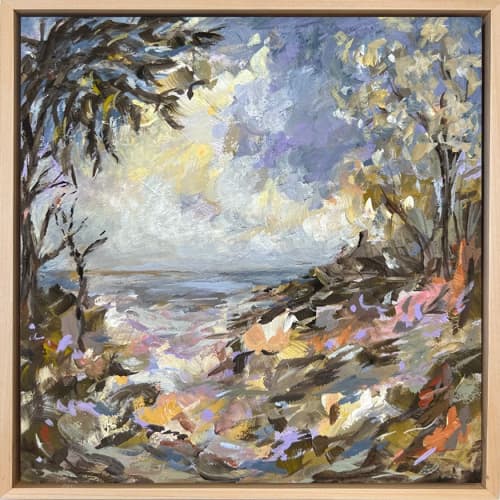 "Once Upon a Time" small framed landscape painting | Oil And Acrylic Painting in Paintings by Stephanie Thwaites Art. Item made of synthetic
