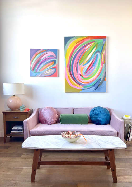 Reflection & Movement II | Oil And Acrylic Painting in Paintings by Caroline Geys. Item composed of canvas and synthetic