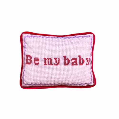 velvet BE MY BABY custom made toss pillow | Pillows by Mommani Threads. Item compatible with contemporary and traditional style