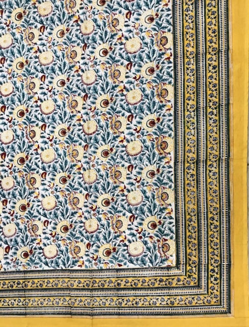 Chesile Organic Cotton Table Cloths Handblock Printed | Tablecloth in Linens & Bedding by Humanity Centred Designs. Item composed of cotton in boho or minimalism style