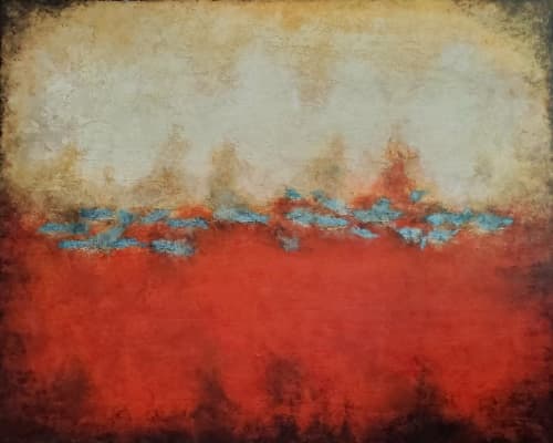 Vermillion Sunset | Oil And Acrylic Painting in Paintings by Liz Johnston. Item composed of canvas