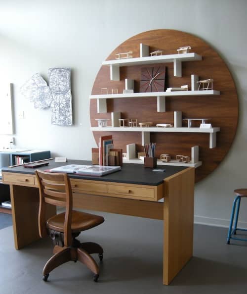 Span Desk and Wallscape wall shelves | Tables by Jason Lees Design. Item made of wood