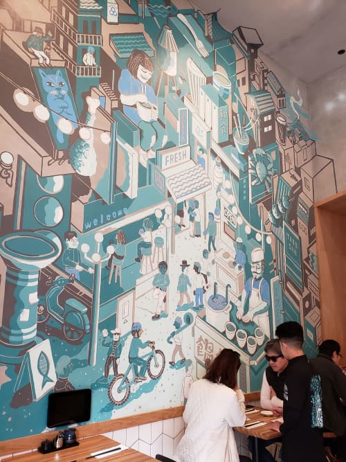 Taro San Mural | Murals by Nigel Sussman | Taro San Japanese Noodle Bar in Palo Alto