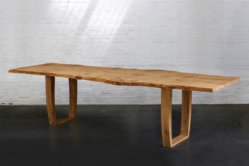 Pippy & Burr Oak Live Edge Table by Jonathan Field. Unique | Dining Table in Tables by Jonathan Field. Item made of oak wood