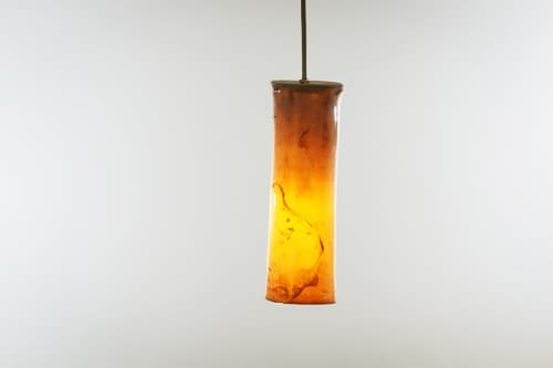 Porcelain drop pendant - orange / yellow | Pendants by Sarah Tracton. Item composed of ceramic