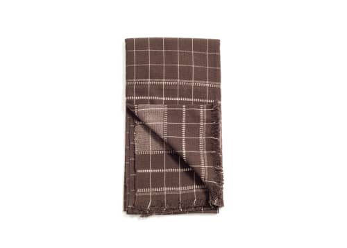 Treacle Brown Handloom Organic Cotton Checks Throw | Linens & Bedding by Studio Variously. Item composed of cotton in modern style