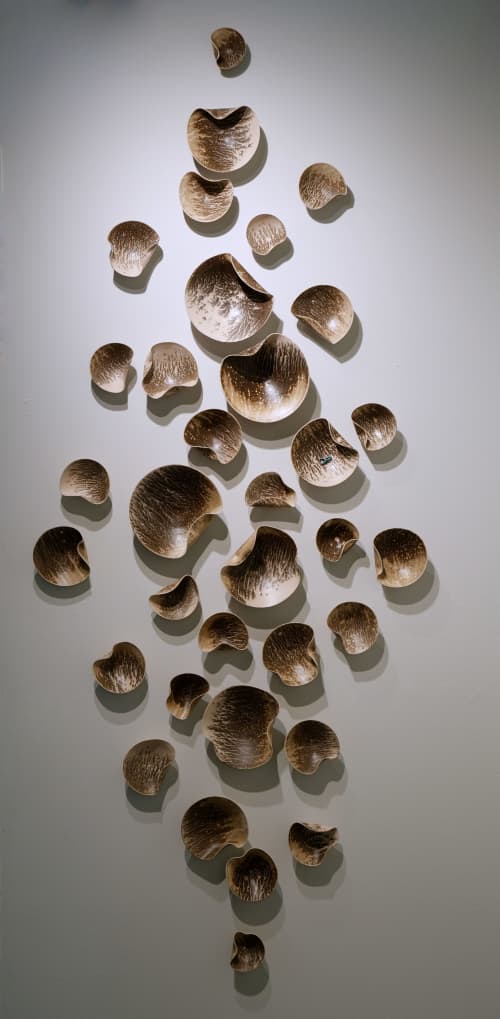 Wall Sculpture, 30 Pieces Set, Obvara Finish, Porcelain | Wall Hangings by SevaCeramics. Item composed of ceramic