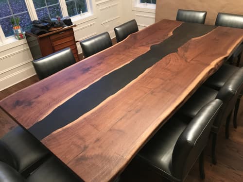Custom Live Edge Wood & Resin River Table (6) | Dining Table in Tables by Carlberg Design. Item made of wood with synthetic