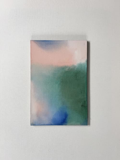 picking up rocks to hold while i hike | Oil And Acrylic Painting in Paintings by Leah Lavelle. Item made of maple wood with canvas works with contemporary & transitional style