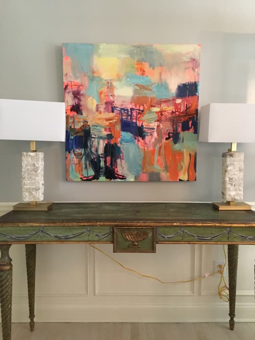 En Rose | Oil And Acrylic Painting in Paintings by Galen Cheney | Private Residence, New Canaan in New Canaan. Item composed of canvas and synthetic